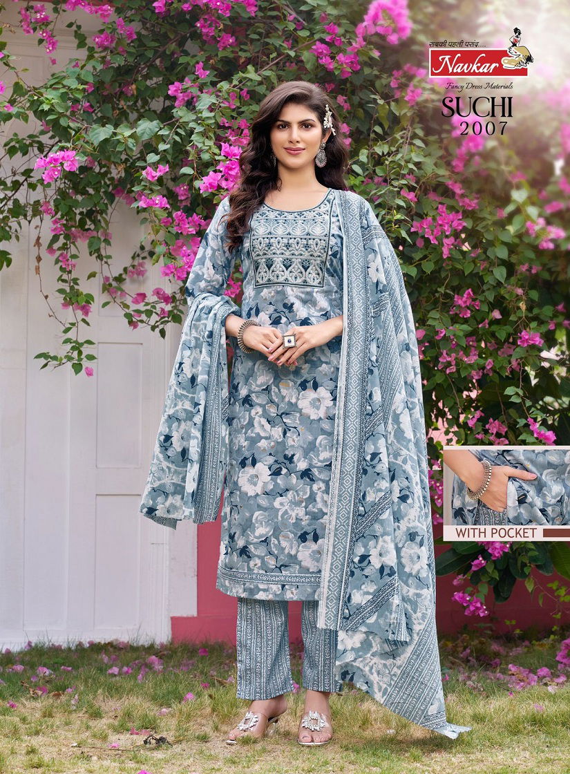 Suchi Vol 2 By Navkar Embroidery Cambric Cotton Printed Kurti With Bottom Dupatta Wholesale Online